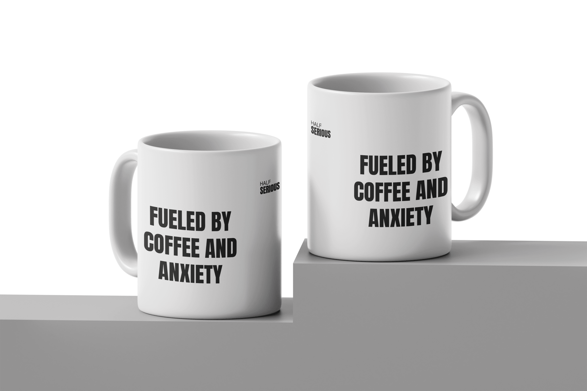 Caneca Fueled by Coffee and Anxiety - HalfSerious