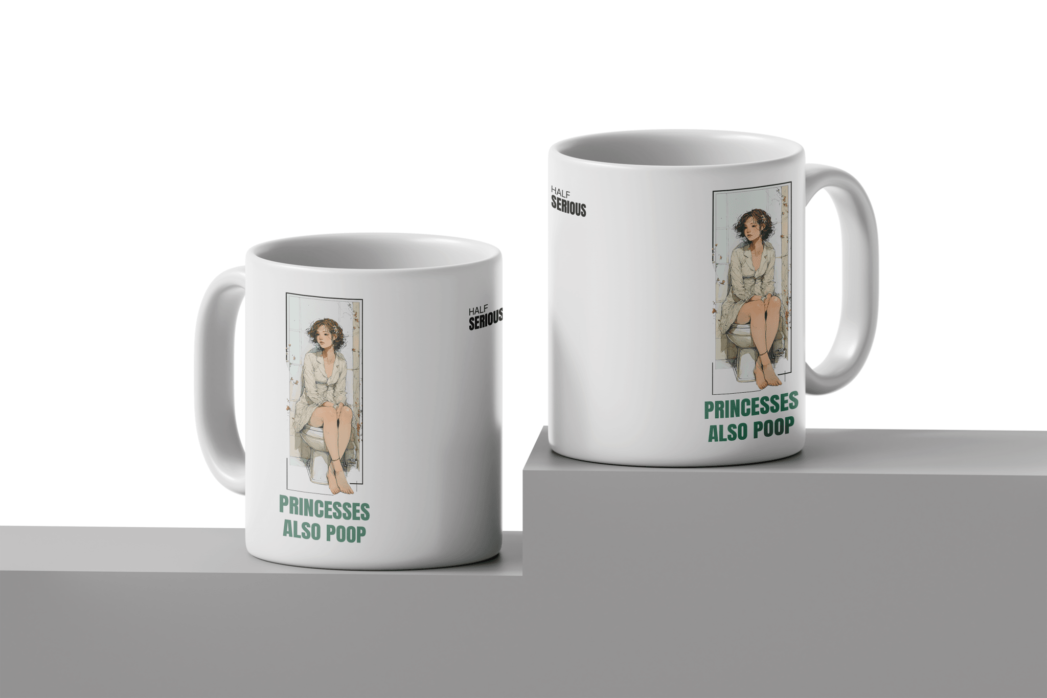 Caneca - Princesses also poop - HalfSerious